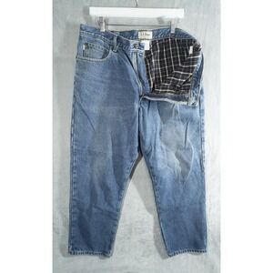 LL Bean Flannel Lined Jeans Mens‎ 38x30 Classic Fit Straight Leg Outdoors Hiking